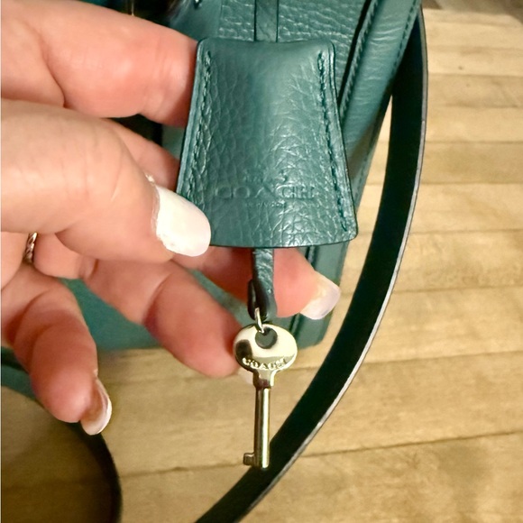 Coach Green Refiner Pebbled Leather Zoe Snakeskin Carryall Crossbody Tote Bag - Picture 7 of 14